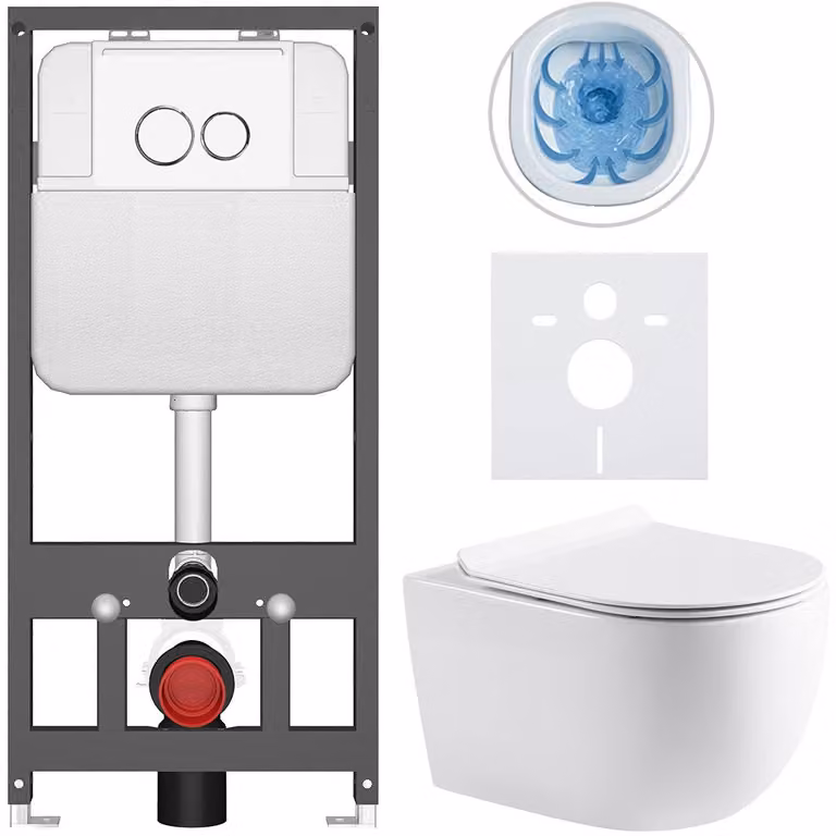 CERANO Toiletset Felci wit glanzend met bedieningsknop Prime/Duoalo hangend B/D: 53 x 37 cm