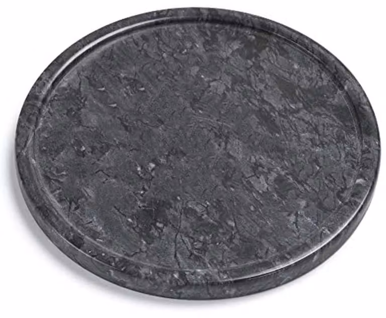 Rond Zwart Marmeren Dienblad - Decoratief Natuursteen Dienblad voor Keuken en Badkamer