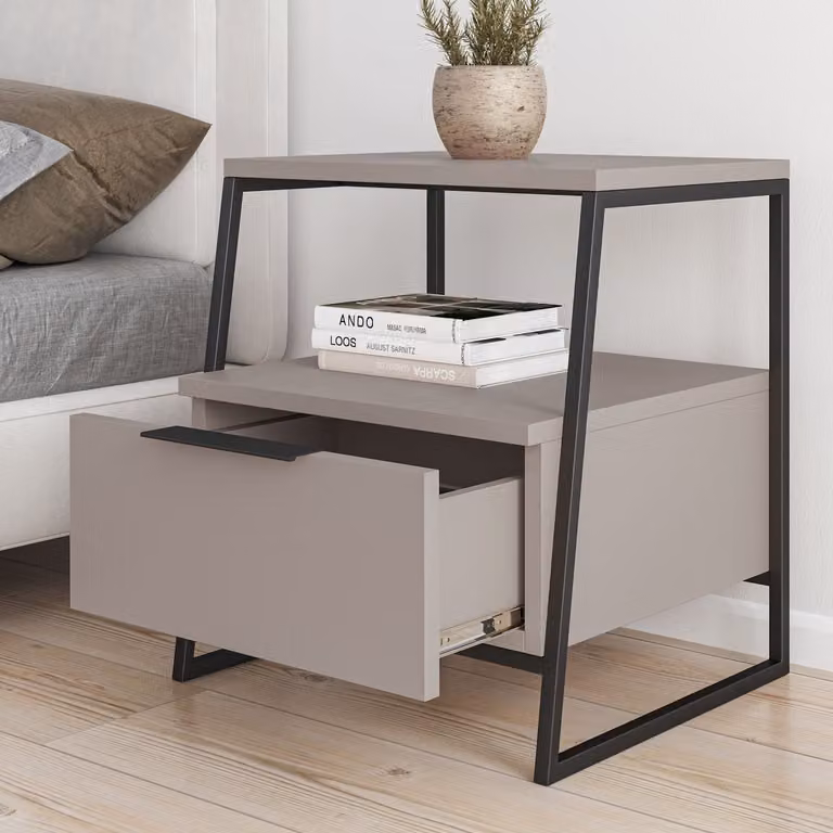 Skye Decor Nachtkastje Pal - Light Mocha v2 - Licht mokka & Zwart - B: 45 cm, D: 41 cm, H: 50 cm