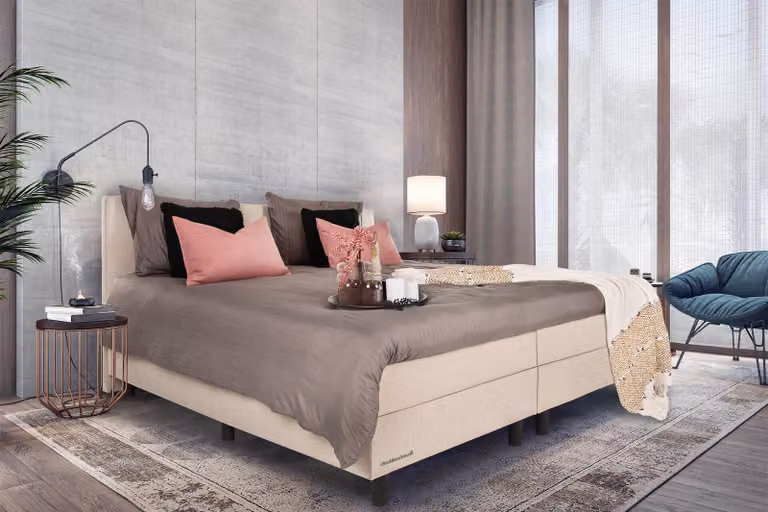 Boxspring Isabella Beddenleeuw Beige B/D/H: 80 x 210 cm