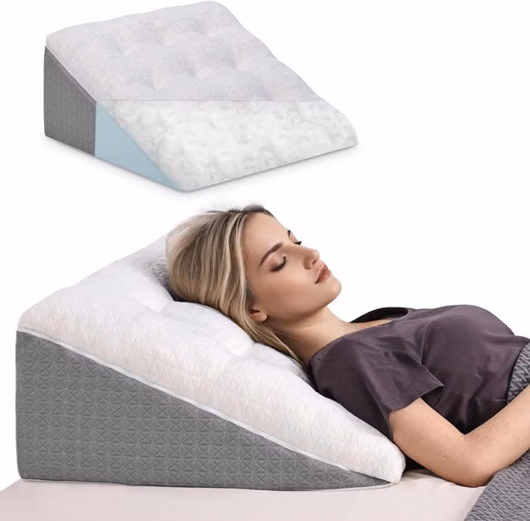 Wit Leeskussen Bed - Wigkussen Rugsteun voor Volwassenen - Dubbellaags Schuim - B/D/H: 55 x 55 x 25 cm
