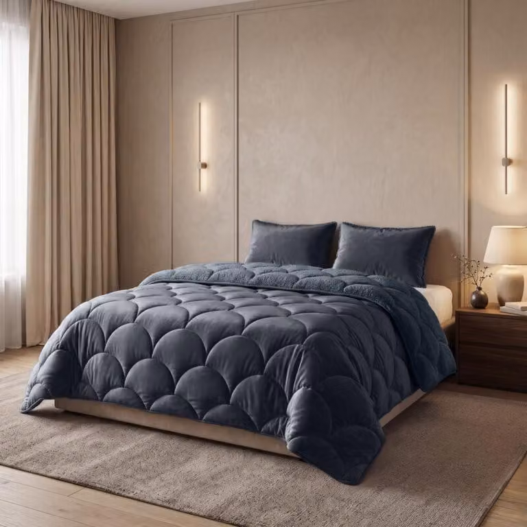 Royal Textile Sleeptime Lazy Teddy/Velvet Beddengoed Set Antraciet B/D/H: 240 x 200 cm met 2x 60 x 70 cm kussenslopen