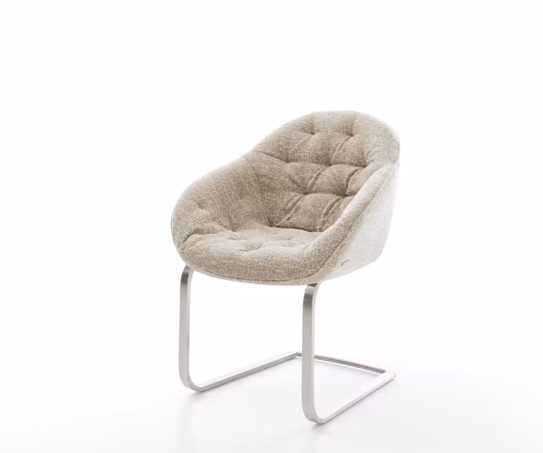 DELIFE Gaio-Flex Sledemodel Stoel met Geweven Stof in Beige en Roestvrij Staal