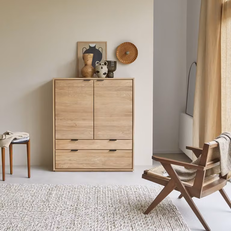 Tikamoon Senson Massief Eikenhouten Dressoir - Bruin - Breedte: 110 cm