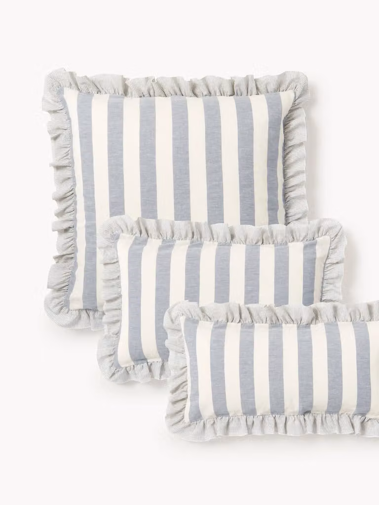 Westwing Collection Kussenhoes met ruches Posie van linnen-katoen, 80x80 cm