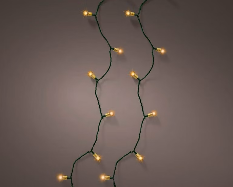 Lumineo Vintage kerstverlichting met 50 led lampjes - Warm wit - Groen - Batterijgevoed