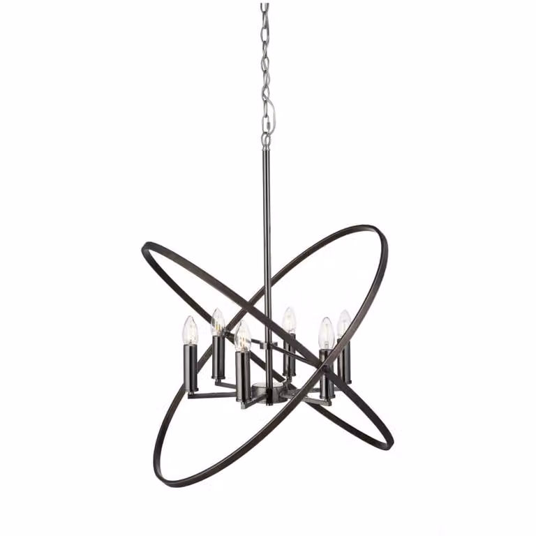 Searchlight Hoopla klassieke hanglamp met 6 lichten - Zwart