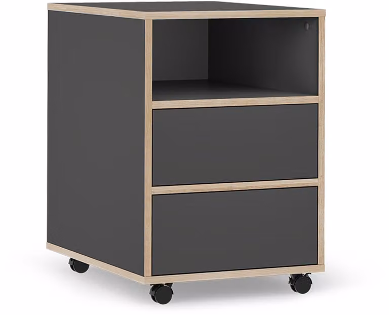 Vicco Tetrix Rolcontainer Antraciet met legplanken en 2 laden B: 42 cm, D: 55 cm, H: 60,5 cm