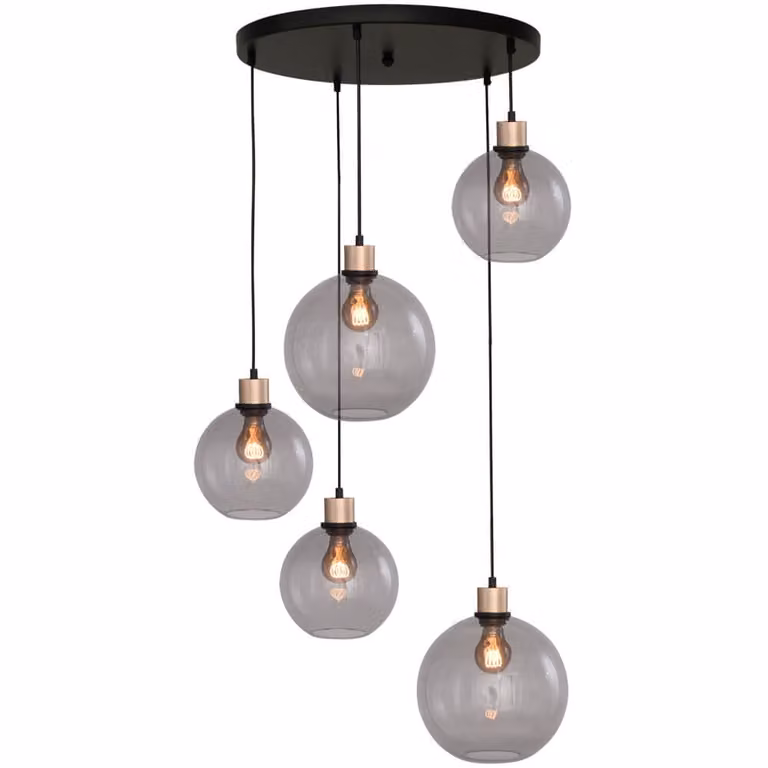 Masterlight Lazise vide hanglamp goud/messing en zwart met transparant glas