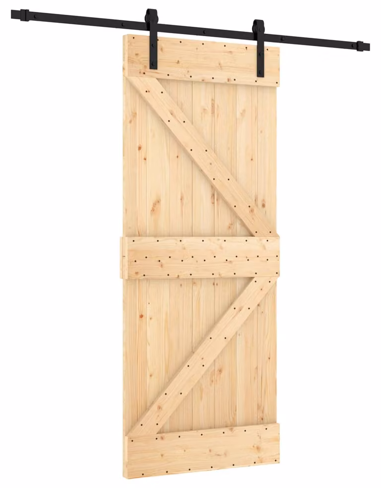 vidaXL Schuifdeur van massief beuken, onbehandeld, 85 x 210 cm