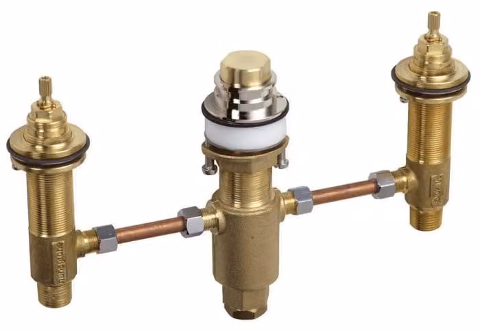 Hansgrohe badarmatuur met 3 aansluitingen en basisunit voor montage op de badrand