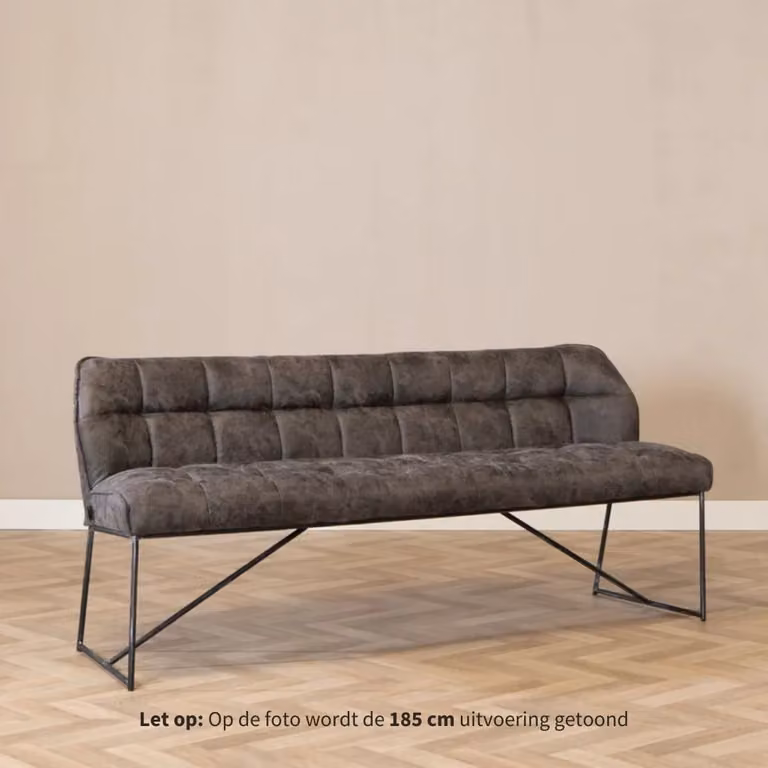Bronx71 Eetkamerbank Abel antraciet microvezel 220 cm