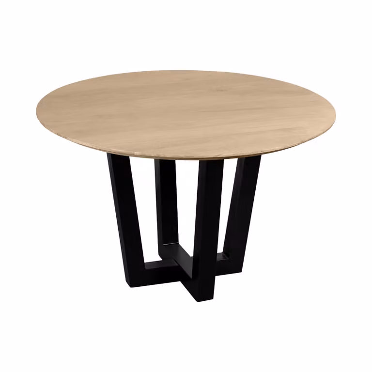 QUVIO Eettafel Sofia - Rond - ø120 cm - W-poot - FSC gecertificeerd mangohout - Naturel