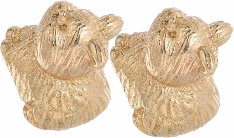 Kastgrepen Katvormig - Ladeknoppen met Diermotief - Massief Messing - Goudkleur - 30 x 25 mm