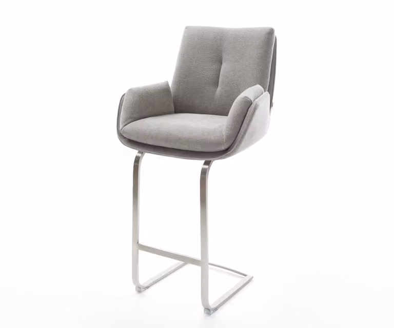 DELIFE Barstoel Clea-Flex modern grijs met RVS onderstel en pocketvering H: 107 cm, B: 61 cm, D: 40 cm