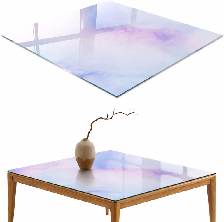 ArtPrintCave Pastel Harmonie Glazen Tafelblad - Paars - B/D: 50 x 50 cm