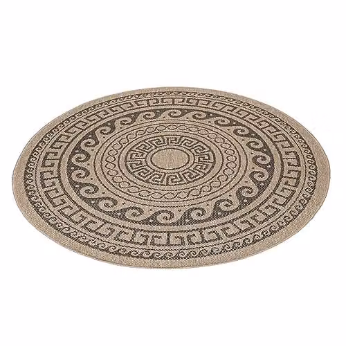 Stilvoll Günstig by ELMM Rond Vloerkleed voor Buiten, Vintage Design, Diameter: 200 cm