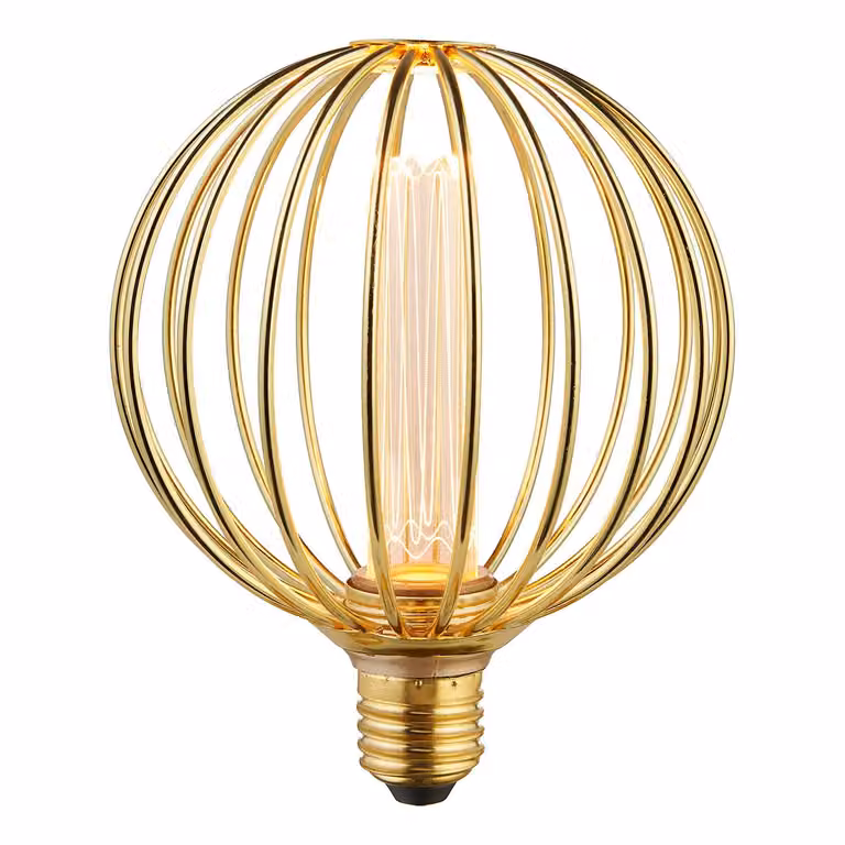 home24 LED-lamp Globe goud/messing B: 13 cm, D: 16 cm, H: 13 cm