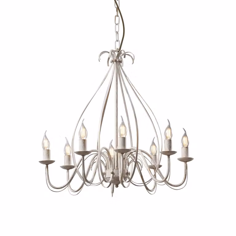 QAZQA Giuseppe Klassieke Italiaanse Kroonluchter - 8 Lichts - Wit/Beige - Ø60 cm