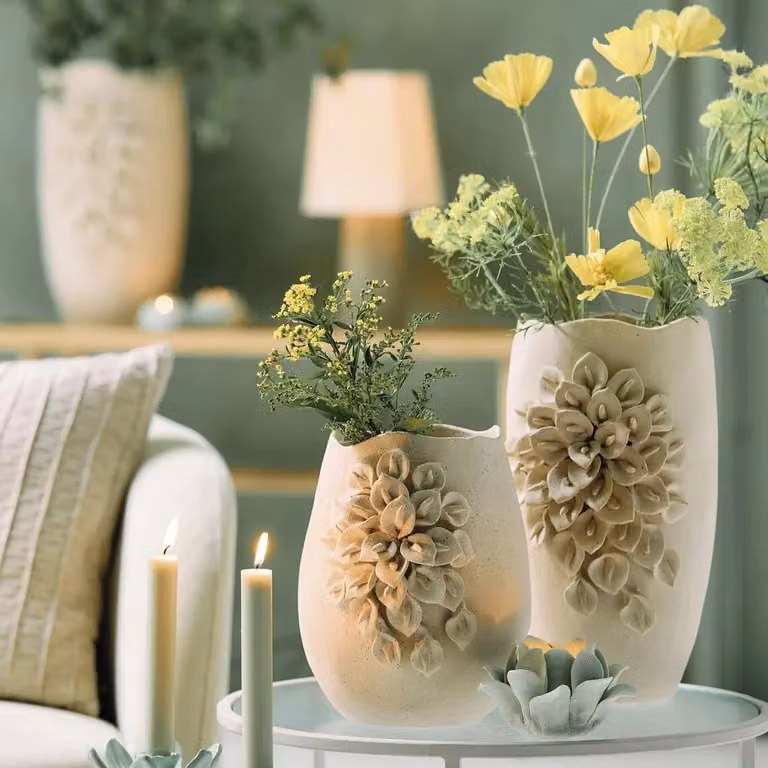 Light & Living Vaas Amiata Keramiek Beige Ovaal B: 23 cm, D: 19 cm, H: 35 cm