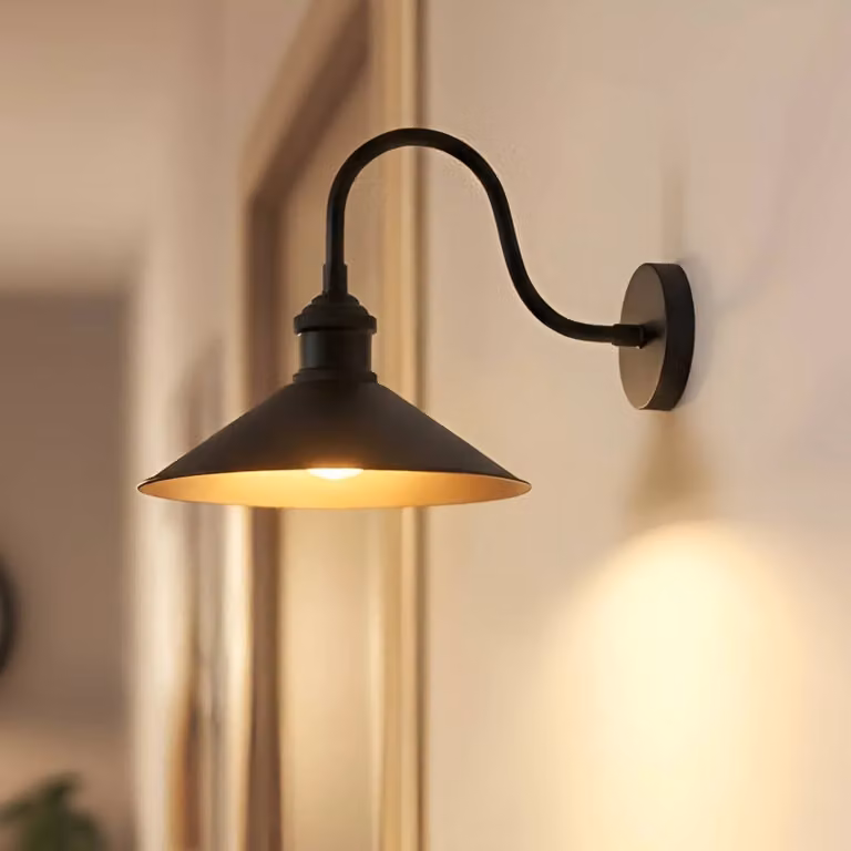 ROYALTECH Wandlamp Christer, zwart, Vintage, dimbaar, voor woonkamer en eetkamer
