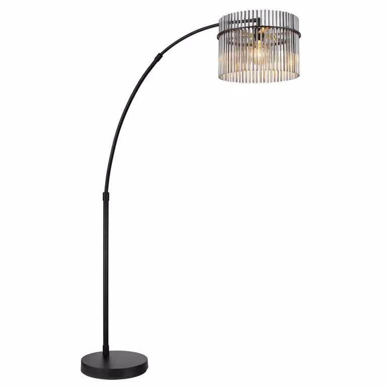 Globo Vloerlamp Type C zwart/transparant met glazen bol - H: 185 cm, B: 38 cm, D: 120 cm