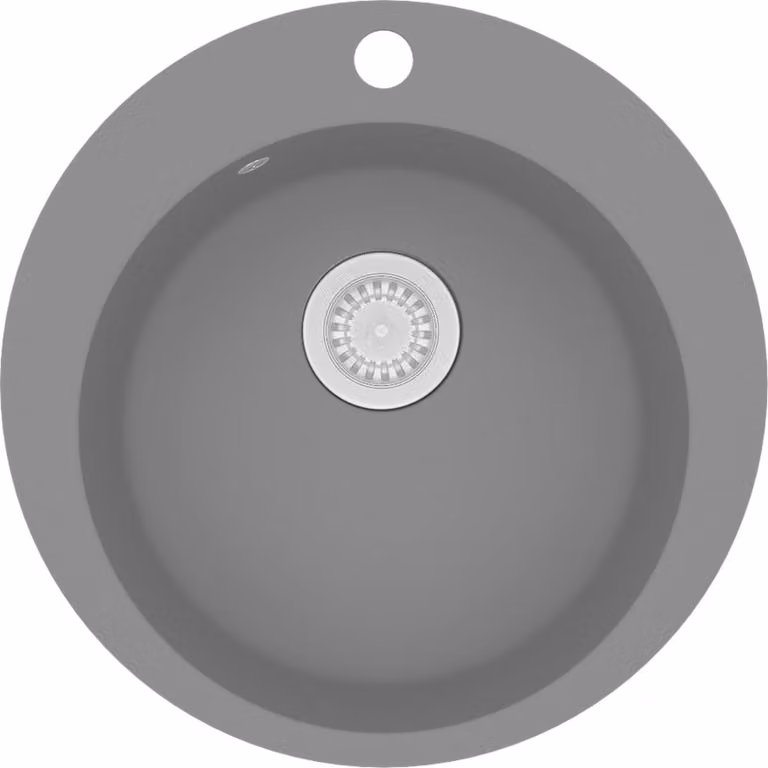 vidaXL Granieten spoelbak, enkele kom, rond, grijs