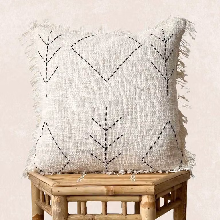 TFP Boho Cushion Cover Sierkussenhoes Ved - 50 x 50 cm - 100% Organic Cotton (GOTS Certified) - Natural White
