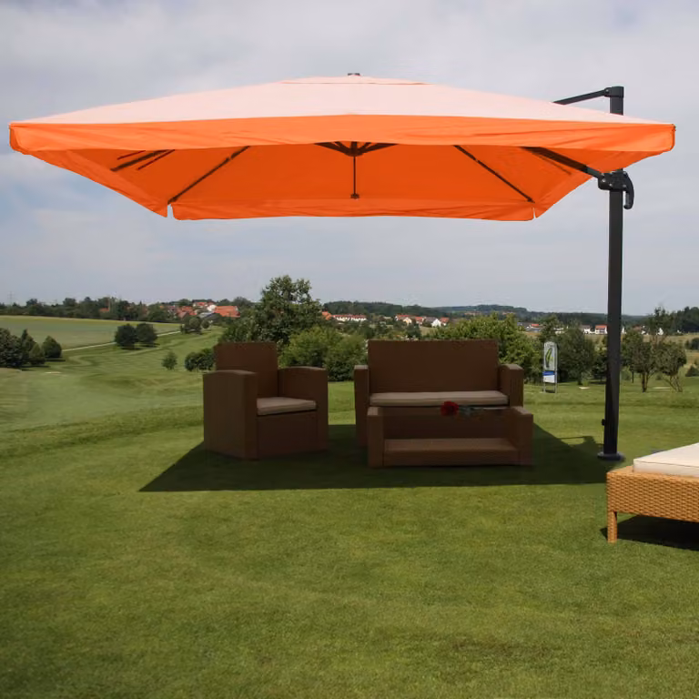 Mendler Gastronomie-scherm met pergola model HWC-A96, draaibaar zonnescherm, terracotta, 3x4 meter (diameter 5 meter)