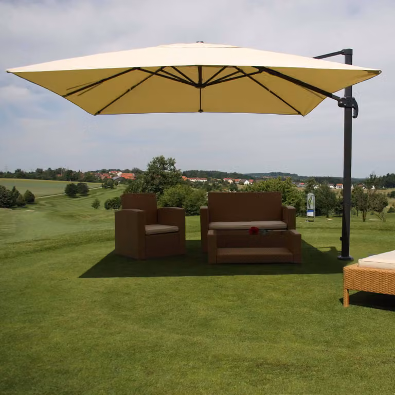 Mendler Gastronomie-scherm met pergola model HWC-A96, crème, 3x4 meter (diameter 5 meter)