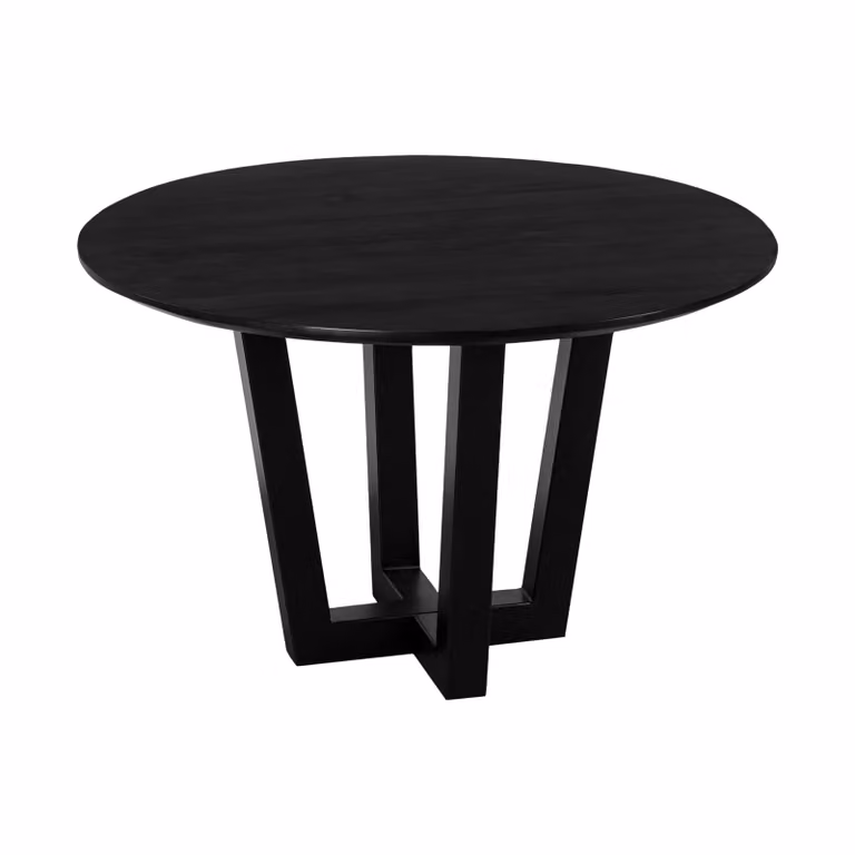 QUVIO Eettafel Sofia - Rond - ø120 cm - Mangohout - Zwart