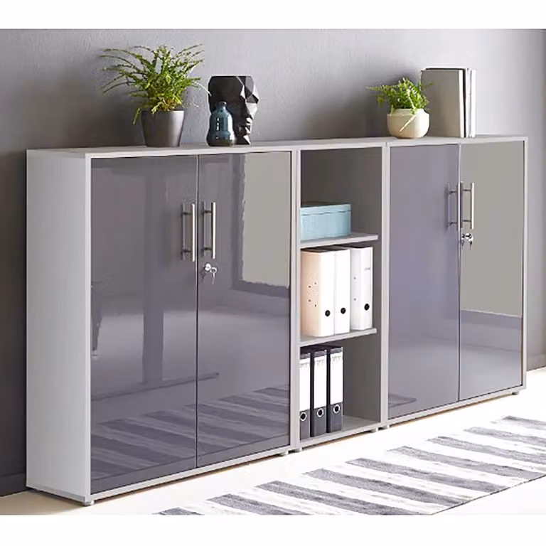 home24 Kastenset 3-delig grijs/lichtgrijs/hoogglans antraciet Breedte: 114 cm
