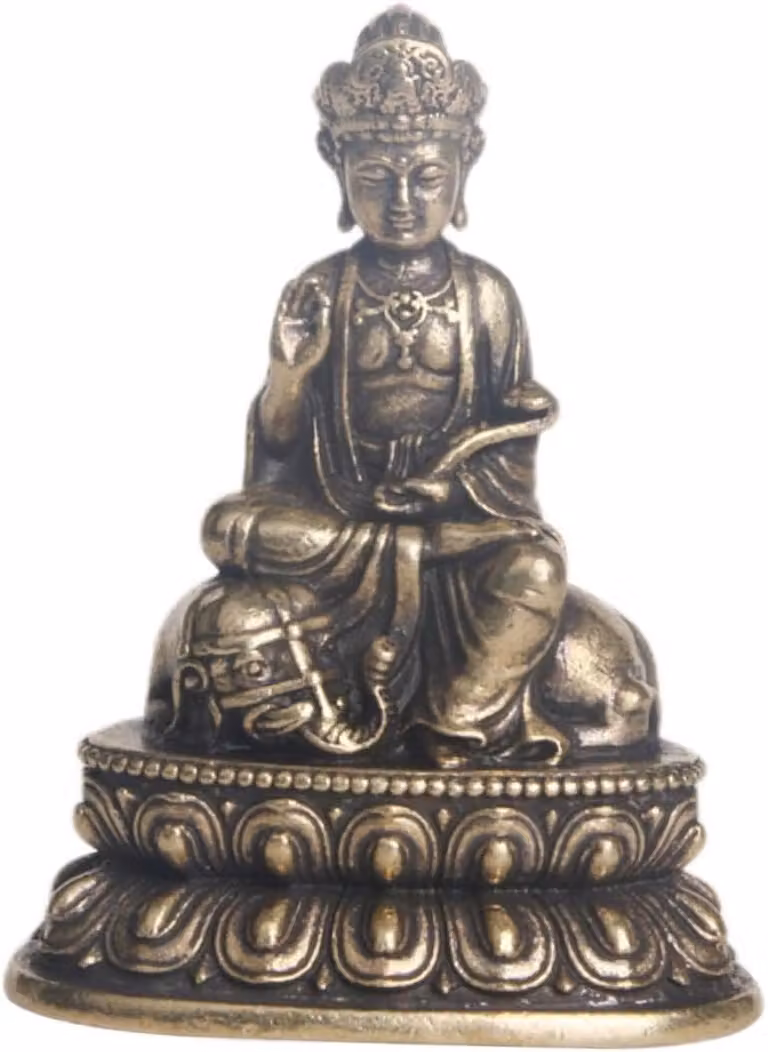 Boeddha Beeldje Zen Decoratie Gouden Koperen Versiering H x B x D: 6,4 x 4,4 x 4,4 cm