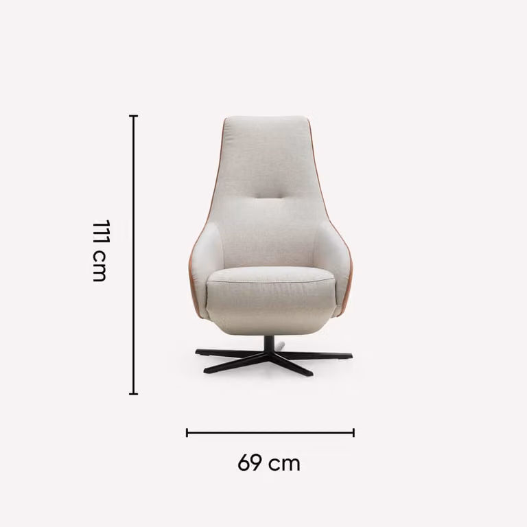 Prominent Sta-op-stoel A-100 Modern Bruin met Goud en Textiel/Faux Leather