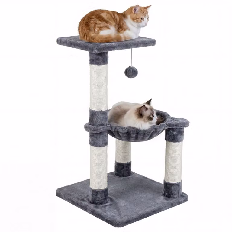 Costway Krabpaal voor kleine katten met klimplatforms en meerdere niveaus, Hoogte: 64 cm