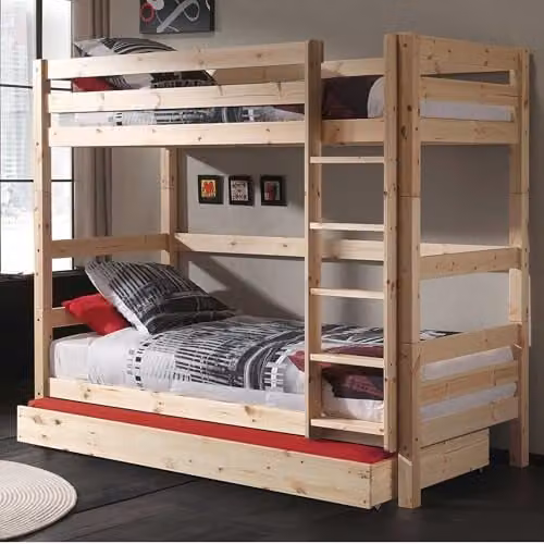 Vipack Pino 2-delig stapelbed voor kinderen van massief hout met bedvak en lades, 80 x 200 cm