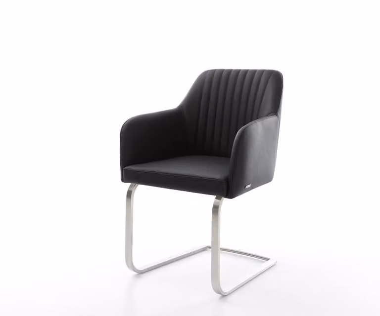 DELIFE Greg-Flex Sledemodel Stoel met Echt Leer en Pocketveer in Zwart en Zilver