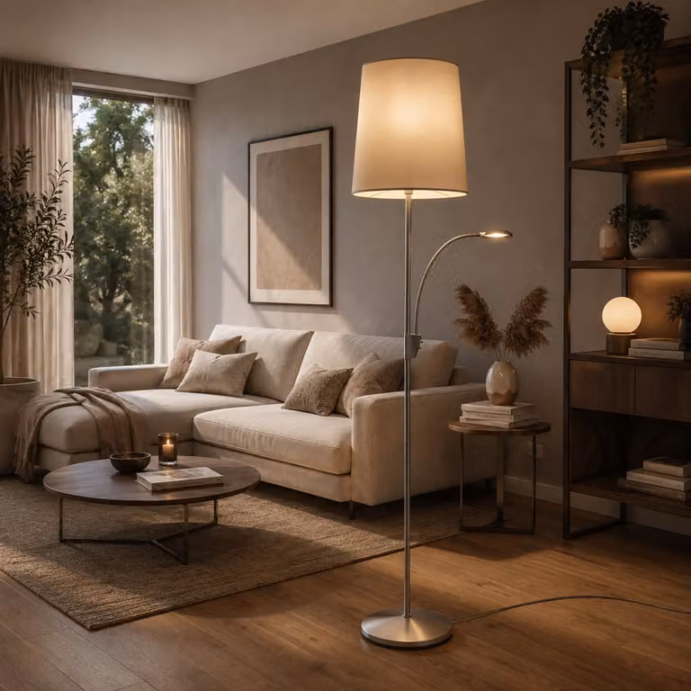 Artdelight Grote vloerlamp Serie 1005 met leeslamp en LED, Beige