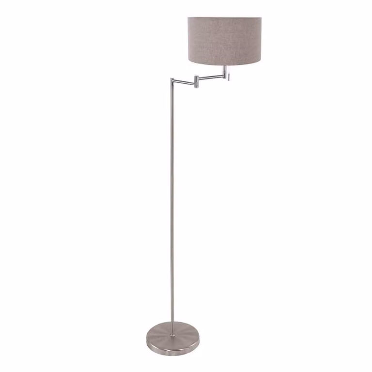 Steinhauer Vloerlamp Bella modern metaal en textiel bruin/zilver/grijs/beige H 152 cm B 30 cm