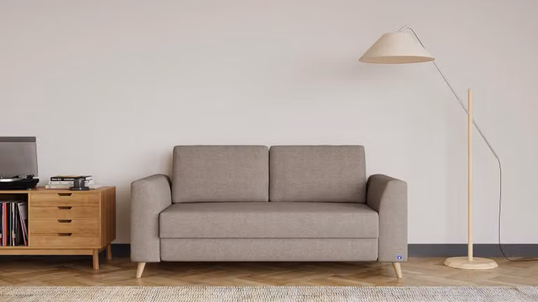 BRUNO slaapbank Classic in taupe grijs-beige met massief houten frame en boxspringcomfort, Breedte: 140 cm
