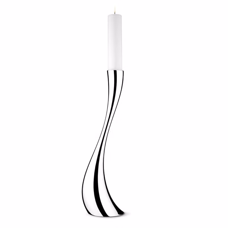 Georg Jensen Cobra vloer kaarsenstandaard groot, zilver, Hoogte: 60 cm
