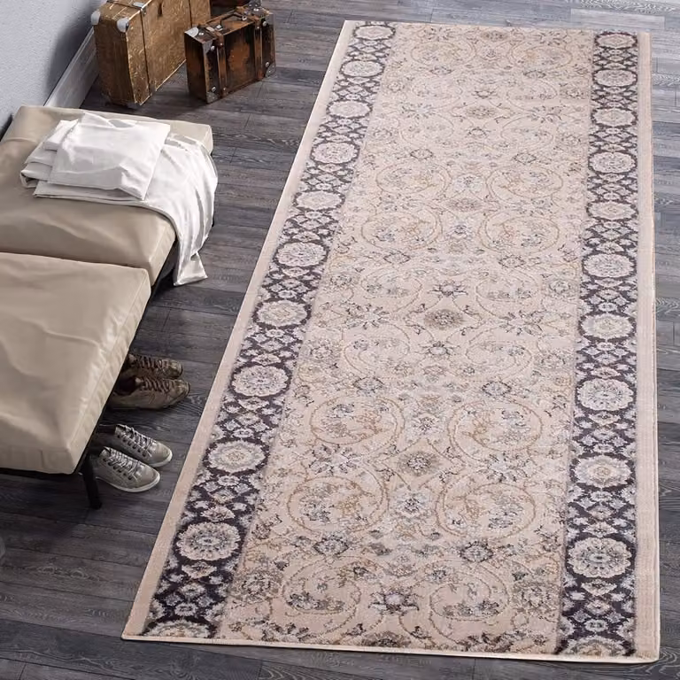 Oriëntaalse Runner Gang Loper Tapijt met Bloemig Patroon - Beige - 80 x 200 cm