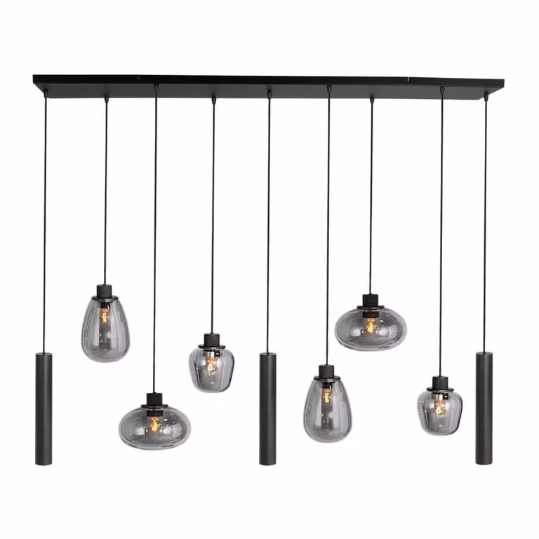 Steinhauer Reflexion Hanglamp zwart met rookglas, L 140 x B 25 x H 30 cm