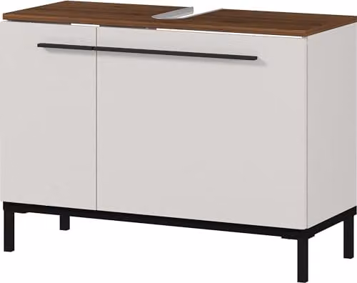 Germania Wastafelonderkast GW-Yonkers in kasjmier en notenhout met sifonuitsparing, B: 80 cm, H: 59 cm, D: 34 cm