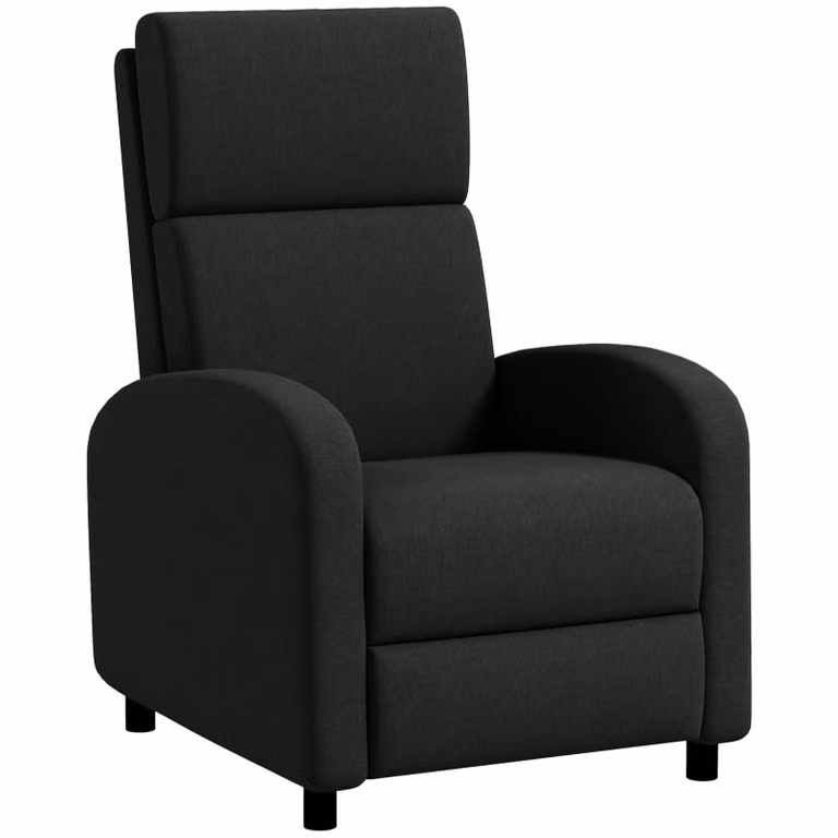 HOMCOM Relaxfauteuil met ligfunctie en voetsteun, zwart, modern design voor volwassenen