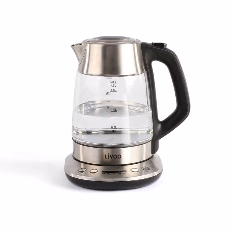 Livoo DOD165 Waterkoker, 1700 ml, Meerkleurig, Glas en Roestvrij staal, 2200 W