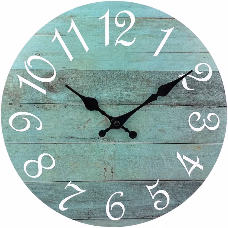 Houten Wandklok Groen - Modern Rustiek Design - Analoog Stil Quartz Uurwerk - Diameter: 25 cm