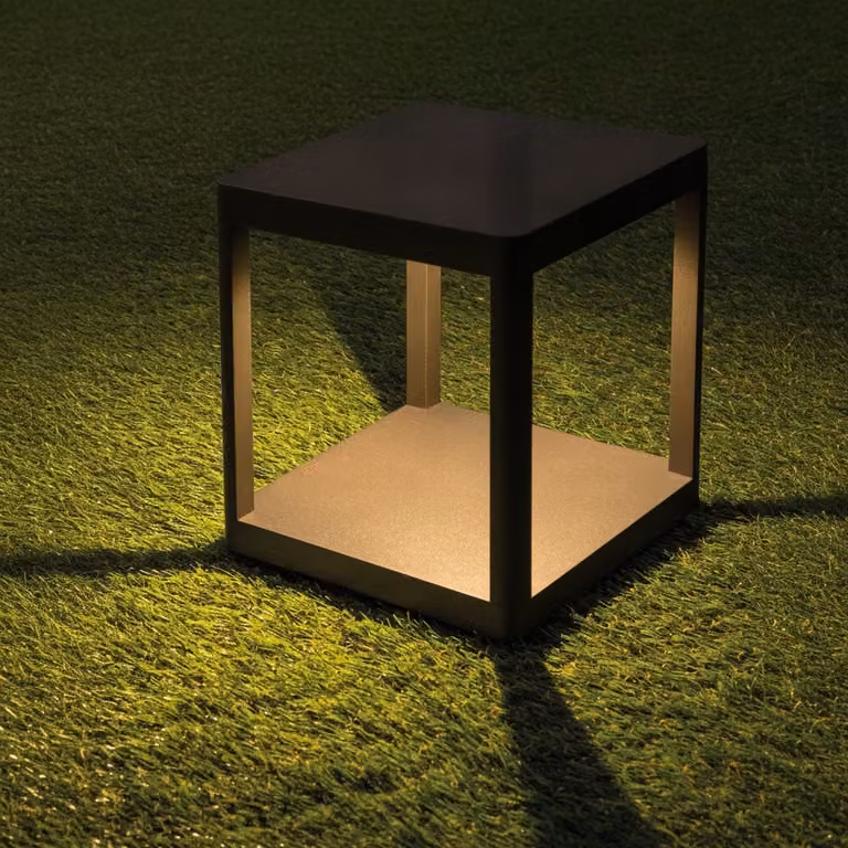 Lyora Vierkante tuinlamp Surf grijs/zwart aluminium 23 cm