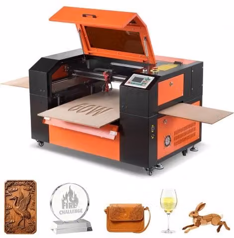 VEVOR CO2-lasergraveermachine 60 W met 4-weg luchttoevoer, werkgebied 600 x 400 mm, compatibel met LightBurn, CorelDRAW en RDWorks, voor hout, acryl en glas