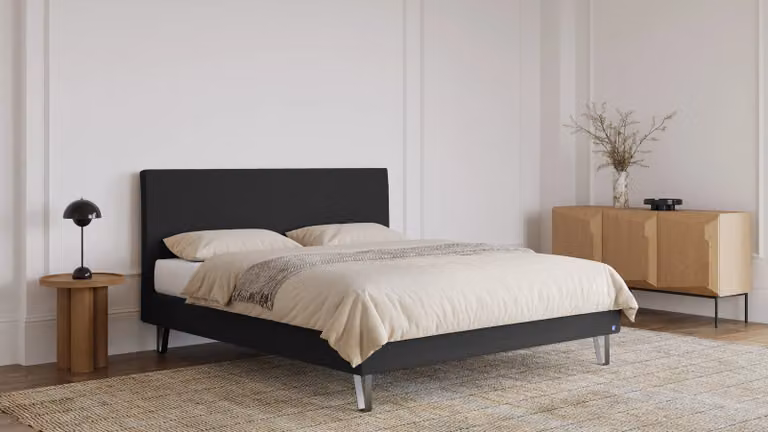 BRUNO Classic bed zwart/antraciet met matras en lattenbodem B/D: 140 x 200 cm